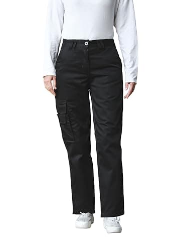 Image of FNT Workwear Ladies Cargo Combat Work Trousers Easy Care Multiple Pockets Work Safety Cargo Pants (UK,18, Regular, Black)