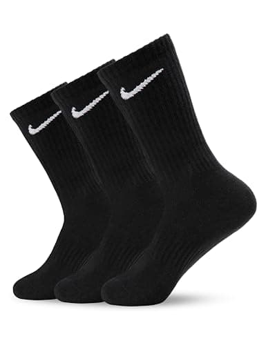 Image of Nike Unisex U Nk Everyday Ltwt Crew 3pr Socks, Black (black/White), 5–8 UK (Manufacturer Size: M)