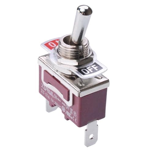 Image of On-Off Latching SPST Toggle Switch with Quick Connect 6.3mm Terminals 250V AC 15A (Quantity x 1)