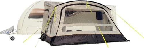 Image of OLPRO View Lite 390 Lightweight Caravan Porch Awning – Quick Pitch Poled Awning for Caravans & Campervans with Extra Large Windows, Panoramic Design & U-Shaped Zip Front Panel