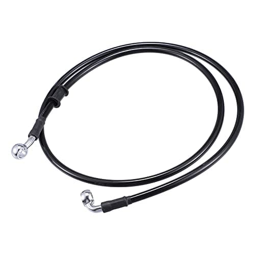 Image of X AUTOHAUX 120cm AN3 M10 Car Brake Line Oil Hose Pipe Fitting 28° 90° Black