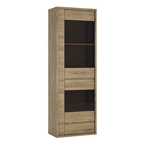 Image of Furniture To Go Shetland 1 Door 1 Drawer Narrow Glazed display cabinet in Shetland Oak