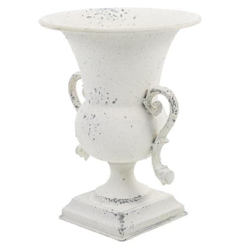 Image of Alipis Metal Urn Planter - Classic Antique Iron Plant Pots - Decorative Rustic Flower Pot - Roman Stemmed Vase for Outdoor Traditional Urn Planter for Garden Patio B