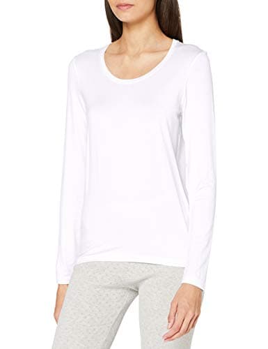 Image of HUBER Women's Pyjama top, 24 Hours, Women's Sleep Shirt, Long Sleeves, White (White 0500), 20
