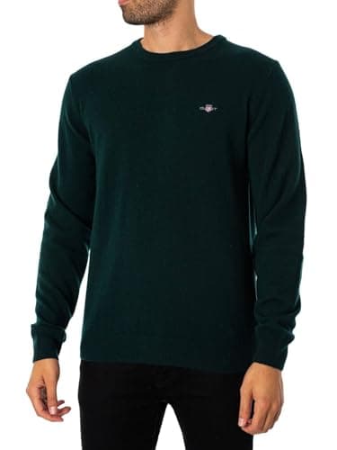 Image of GANT Mens Superfine Lambswool Sweatshirt Green, Tartan Green, XL