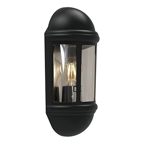 Image of 4lite Outdoor Half Wall Lantern (Black) IP65 Rated Exterior Wall Lamp - 4L2/3410-4Yr Guarantee
