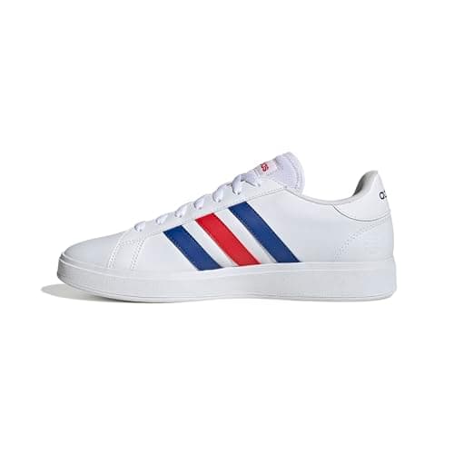 Image of adidas Men's Grand Court Base 2.0 Shoes, Cloud White/Royal Blue/Vivid Red, 8 UK