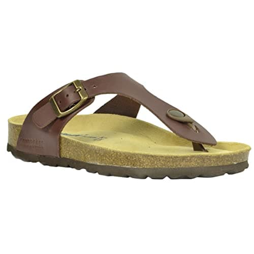 Image of Sanosan Geneve Leather Women's Designer Thong Sandals (8 UK, Brown Leather)