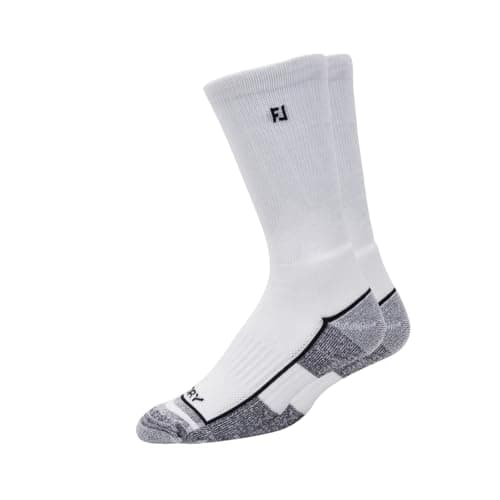 Image of FootJoy Mens ProDry Crew White Golf Sock