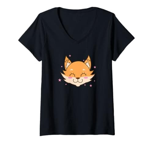 Image of Womens Wild red cute Fox V-Neck T-Shirt