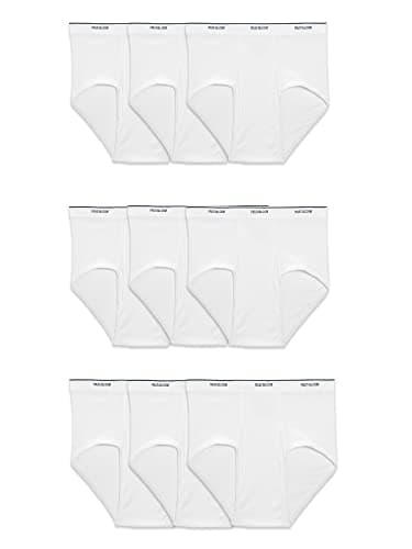 Image of Fruit of the Loom Men's Basic White Multipack Briefs, 9 Pack - White, M UK