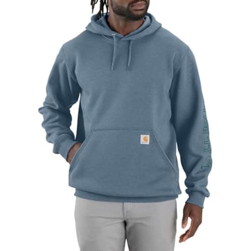 Image of Carhartt Men's Loose Fit Midweight Logo Sleeve Graphic Sweatshirt, Thundercloud Heather, L