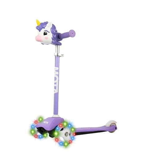 Image of ATOM Light Up Mini Cruiser Scooter With Light Up Wheels | Push Ride-On With Adjustable Height Handles | Childrens 3-Wheeled Balance Kick Scooter For Ages 2+