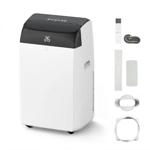 Image of Portable Air Conditioner, 12000BTU 4-in-1 Mobile AC with Heater, Cools, Dehumidifier & Fan, Mobile Air Conditioner with Digital Display, Remote, Covers Up to 550 Sq ft, 24H Timer [Energy Class a]