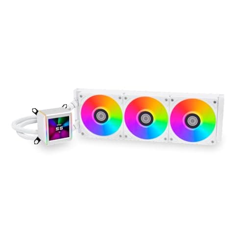 Image of Lian Li Galahad II LCD Performance 360mm AIO CPU Cooler – White – ARGB Fans – Customisable LCD Screen – LGA1700/AM5 Compatible