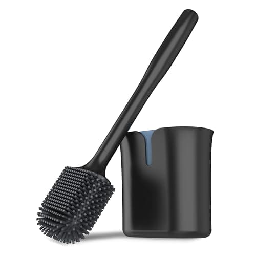 Image of MR.SIGA Toilet Bowl Brush and Holder, Toilet Brush with Durable and Flexible TPR Bristles, Wall Mounted Toilet Brush Cleaner for Bathroom Cleaning, Black, 1 Pack