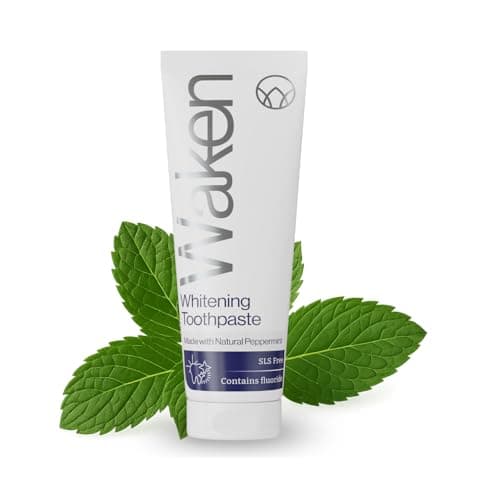 Image of Waken Whitening Toothpaste, Natural Enzymes & Peppermint, Tooth paste with Fluoride, Hydrogen Peroxide-Free Toothpaste Whitening, Fresh Breath & White Teeth, Vegan, 75ml