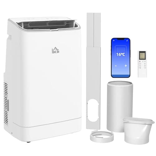 Image of HOMCOM Portable Air Conditioner 14000BTU, Smart Home WiFi Compatible, App & Voice Control 4-in-1 Air Conditioning Unit with Dehumidifier, Cool, Fan and Sleep Mode, 24H Timer&Window Kit, White