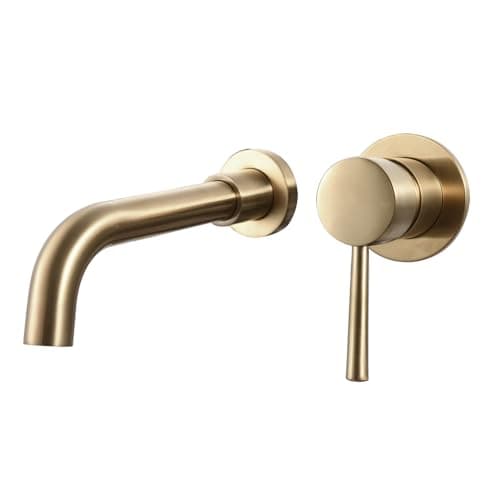 Image of Wall Mounted Basin Mixer Taps Brass Split-Type Basin Tap with Spout (20CM spout, Brushed Gold)