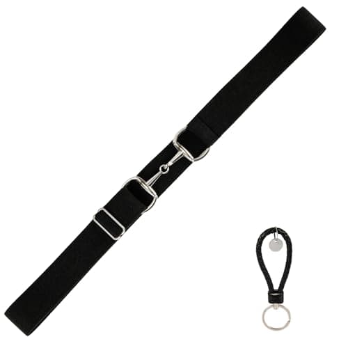 Image of NQEUEPN Elastic Equestrian Belt, Adjustable Horseback Riding Belt with Surcingle Buckle and Key Strap Horse Riding Gear for Equestrian Sports for Womens/Mens (Black)
