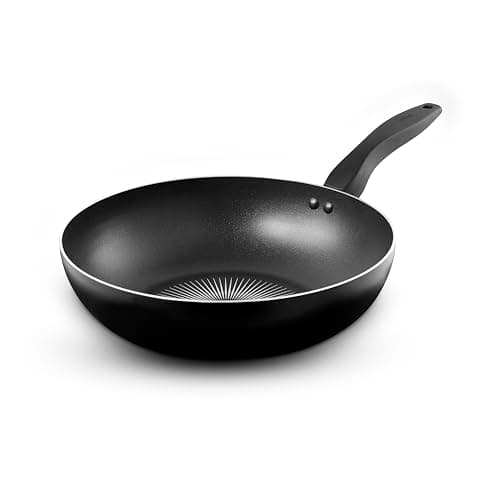 Image of Tower T700316 SmartStart Gourmet 28cm Aluminium Wok with Easy Clean Aeroglide Non-Stick, Long Lasting, Induction Compatible, Oven Safe, PFOA Free, Black