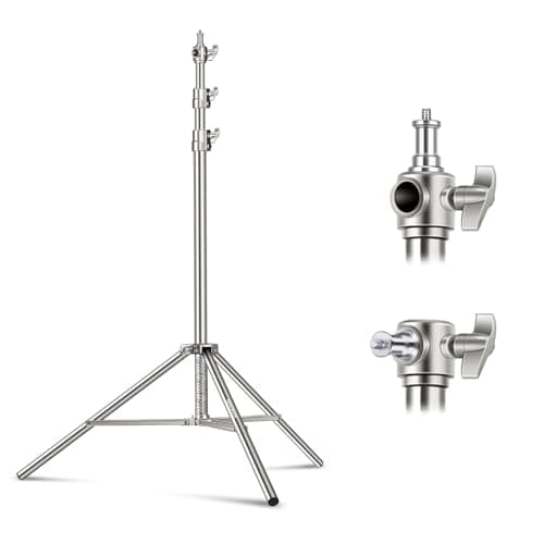 Image of NEEWER 79"/2m Stainless Steel Light Stand, Spring Cushioned Heavy Duty Photography Tripod Stand with 1/4” to 3/8” Universal Screw Adapter for Strobe, LED Video Light, Ring Light, Monolight, Softbox