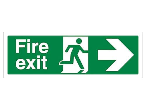Image of The Workplace Depot Fire Exit Arrow Right Direction Safety Sign, 150 x 450 mm Green/White Sign, Self-Adhesive Vinyl or 1mm Rigid PVC for Offices, Warehouses or Public Buildings (PVC (Rigid))