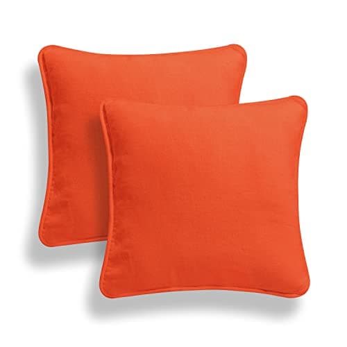 Image of CHILIMILII Set of 2-100% Cotton Plain Cushion Covers, Decorative Double sided Square Cushion covers/Pillow cover for Sofa Bed Home Decor in 16" 18" 20" Size & Multiple Colors (Orange, 18x18)