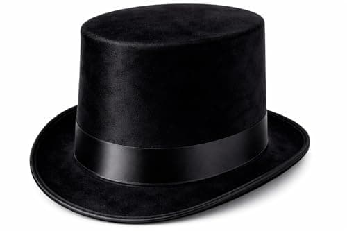 Image of Black Top Hat – Adult Velour Steampunk Fancy Dress Hat | Victorian Mad Hatter Costume Top Hat for Men, Magician, Ringmaster, Cabaret, Burlesque, Halloween & Greatest Showman Outfit | One Size 56-60cm
