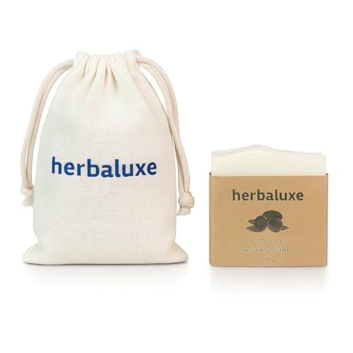 Image of Herbaluxe Handmade Argan Bar Soap – Natural Exfoliating & Skin-Nourishing Soap for Face & Body | Organic Moisturising Body Care Cleanser
