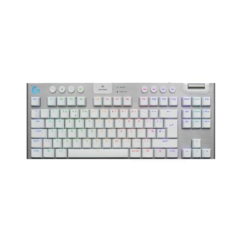 Image of Logitech G G915 X LIGHTSPEED TKL Low-Profile Wireless Gaming Keyboard, Double-Shot PBT Keycaps, Fully Programmable Keys, RGB Backlighting, GL Brown Tactile - PC/Mac, QWERTY UK Layout - White