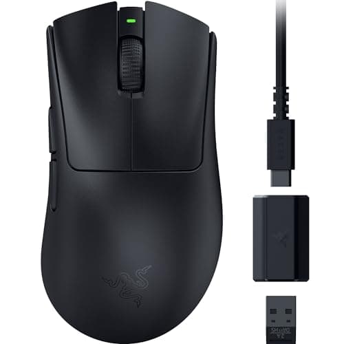 Image of Razer DeathAdder V3 HyperSpeed - Ultra lightweight wireless ergonomic e-sports gaming mouse with 26K DPI (55g light, soft-touch coating, 100 hours battery life, HyperSpeed with 8K Hz) Black