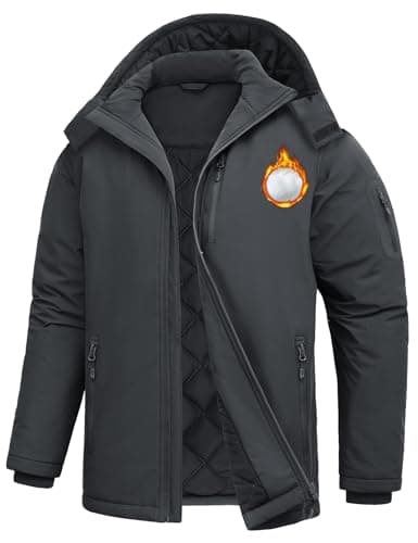 Image of Voqeen Mens Jackets Winter Water Repellent Softshell Hooded Coat Lightweight Insulated Padded Jacket for Outdoor Mountain Hiking Fishing
