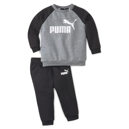Image of PUMA Unisex Kids Minicats Ess Raglan Jogger Fl Jog Suit, Puma Black, 86 UK