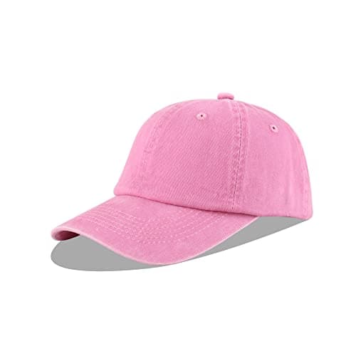 Image of LANGZHEN Unisex Baseball Cap 100% Cotton Fits Men Women Washed Denim Adjustable Dad Hat(Washed-Pink, Large)