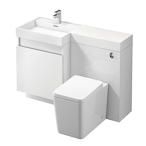 Image of Go Bathrooms Wiltshire 1200mm Left Hand White Combination Vanity Unit | Back to Wall Toilet Unit | One Piece Worktop & Basin | Bathroom Unit