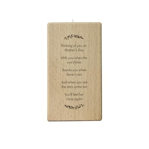 Image of "Thinking Of You" Mother’s Day Memorial Tea Light Holder | Personalised Sympathy Candle Gift | Remembrance Poem Wooden Block for Loss of Mum | Comforting Bereavement Gift | 10cm x 5.5cm x 5.5cm