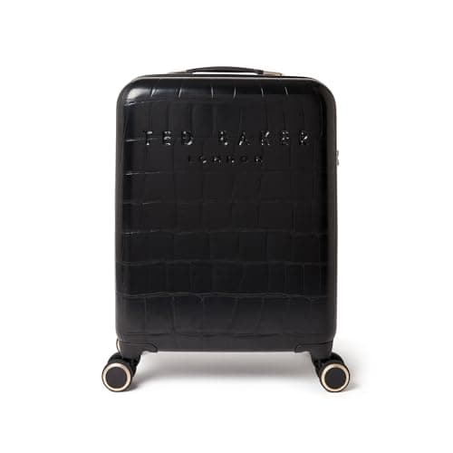 Image of Ted Baker Icon Case 55cm Cabin Suitcase Black Patent Croc 4-Wheel Lightweight ABS TSA Lock Designer Luggage Travel Bag Organised Interior Stylish Carry-On Hard Shell with Compartments 39L Capacity