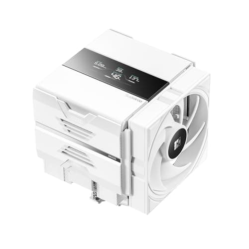 Image of Sudokoo SK620V White CPU Air Cooler : AM5 Exclusive CPU Cooler with Digital Display - Dual Tower PC Cooler with 6 Heatpipes, Slide-In Mounting, 120mm PWM Quiet Fan, 5 Years Warranty