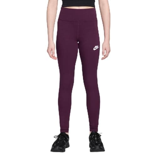 Image of Nike Sportswear Classics FZ5583-610 Leggings with High Waistband for Older Children (Girls), Bordeaux/White, L