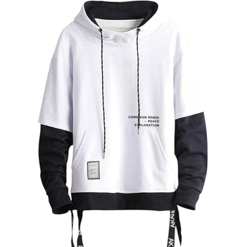 Image of Moshtashio Men's Hoodies Pullover Hooded Sweatshirt Top Blouse Casual Hoody with Pocket(White,XL)