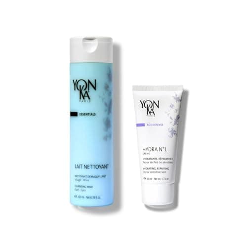 Image of Glass Skin Hydration Duo - Yonka Hydra No. 1 Cream 50ml - Hyaluronic Acid Moisturizer, Anti-Wrinkle + Yonka Cleansing Milk 200ml - Gentle Makeup Remover, Moisturizes, 98% Natural Origin