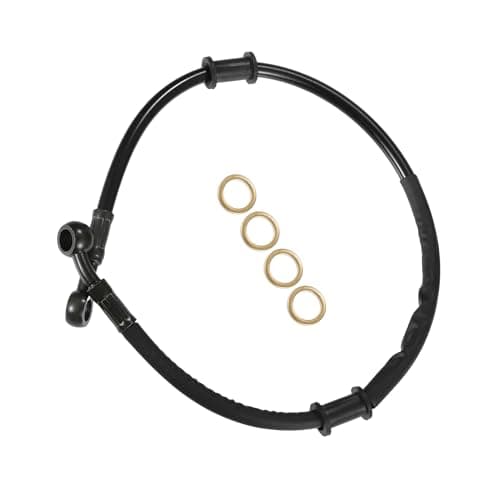 Image of VekAuto 1 Kit Motorcycle Brake Clutch Oil Hose, 55cm Braided Brake Lines Universal for Motor Bike Rubber Carbon Steel Black