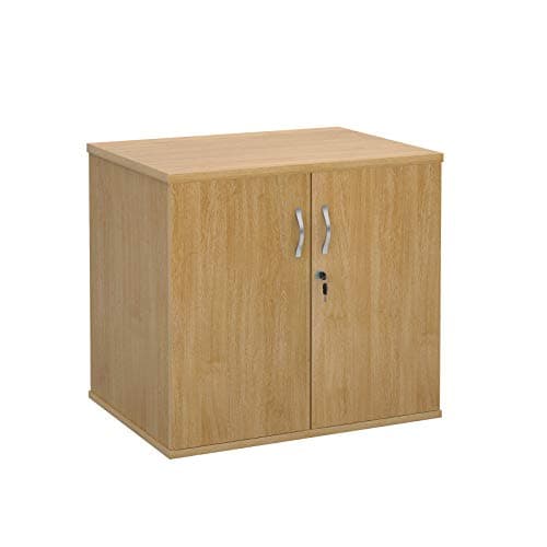 Image of Mr Office Deluxe double door desk high cupboard - 600mm deep, Oak