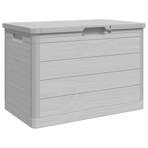 Image of vidaXL Outdoor Cushion Box, Storage Box for Garden Patio, Deck Box with Lid, Storage Container for Tools, Modern Style, Grey Polypropylene