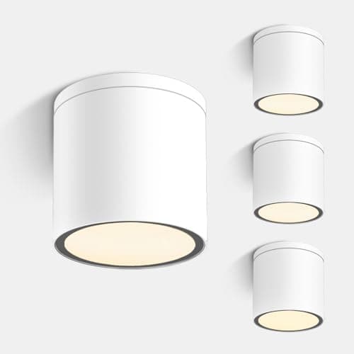 Image of EBION Ceiling Lights 4 Pack,IP65 Waterproof Surface Mounted Downlight,GU10 Ceiling Spot Lights, Aluminum Flush Ceiling Lighting Fixture for Bedroom,Living Room,Bathroom,Hallway,Office,White