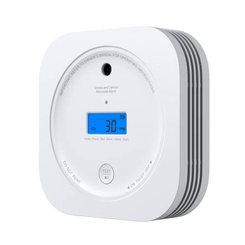 Image of Smoke & Carbon Monoxide Alarm with Digital LCD Display, AEGISLINK Combination Smoke and CO Alarm Detector with 10-Year Lifespan & Replaceable Battery and Test/Silence Button, SC200