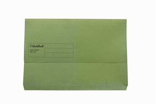 Image of Exacompta - Ref 211/1901Z - Guildhall - Plain Document Wallets, 34.5 x 24.5cm, 250gsm Medium Weight Premium Quality Manilla, Holds A4 & Foolscap Documents - Green, Pack of 10