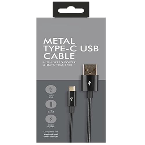 Image of Zale Yardley Charging Cable, USB Type-C Cable 1meter, Fast Charger, Data Transfer, 3A Nylon Braided, Mobile Charging Cable USB Type-C Port (Black)