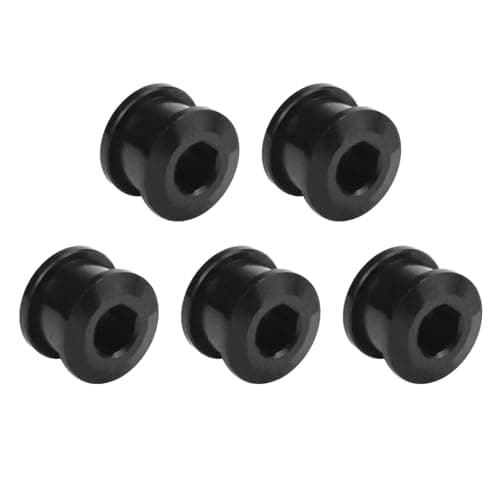 Image of Hontaog 5 Pack Single Chainring Bolts, M8 Aluminum Alloy MTB Road Bike Crankset Chain Ring Bolts – CNC Bicycle Chainwheel Bolts (Black)